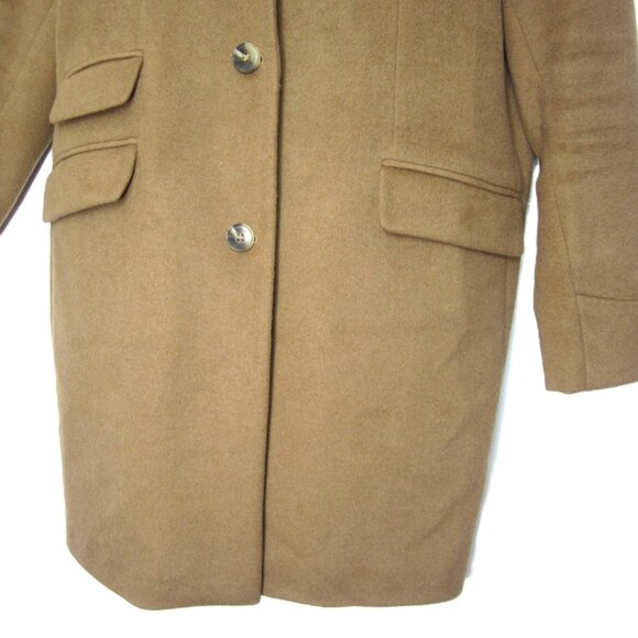 Lauren Ralph Lauren LRL 3 Button Reefer Coat Camel Brown Wool Blend Lapel - Picture 4 of 13